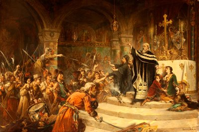 A Refugee in a Church, 1894 by Laslett John Pott
